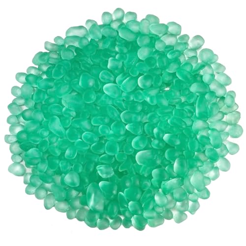 0.89LB Peppermint Green Aquarium Glass Stones Glass Pebbles for Fish Turtle Tanks Decorations Aquarium Gravel Fish Tank Rocks, Glass Gems Stones Beads Pebbles Rock Sand Vase Filler - color: Peppermint Green
