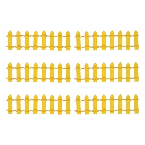 M METERXITY 6-Pack Miniature Terrarium Fence, 3.74 Inch 9.5x3cm Wooden DIY Small Wood Decorative Picket Fence for Dollhouse/Crafts/Diorama Project, Micro Landscape Ornaments [Yellow] - color: Yellow