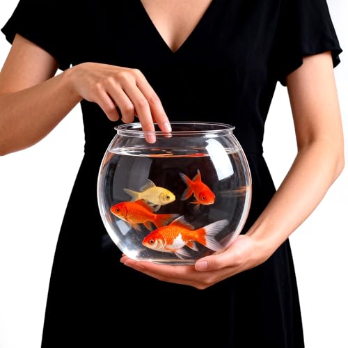 Geelin 0.8 Gallon Plastic Fishbowl Round Large Clear Shatterproof Tank - size: 0.8 Gallon, style: Round