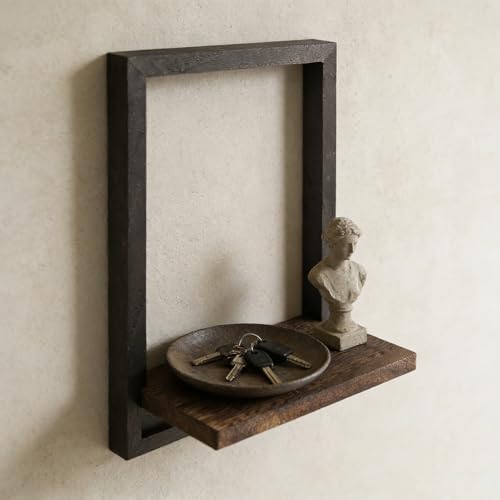 Vineland Rustic Wooden Wall Shelves for Indoor Plants, Hanging Wall Planters Shelf, Floating Shelves for Wall Decor, Farmhouse Plant Holder for Bathroom, Bedroom, Living Room, Brown & Black
