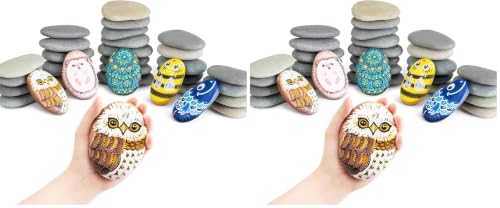 Simetufy 30 Pcs Extra Large 4-5 Inch Rocks for Painting, Flat Smooth River Stones for Art, Mandala, Natural Rocks to Paint for Kindness Stones Kids Craft (Pack of 2) - size: 4-5"-30pcs (Pack of 2)