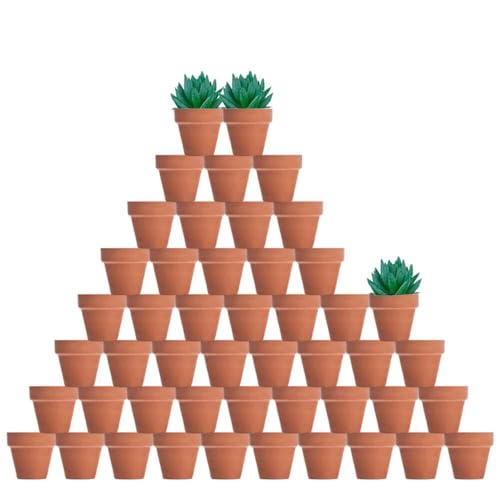 vensovo 48 Pcs 2" Tiny Terracotta Pots with Drainage, Mini Clay Planters - color: Brown