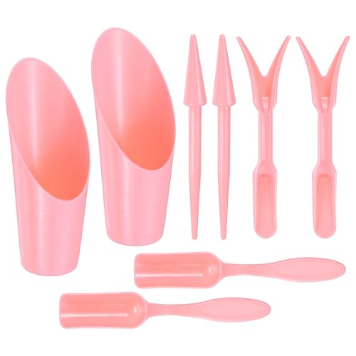 M METERXITY 2-Set Garden Shovel Hand Tools Transplanting Succulent Cultivation Digging Scoops Kits, Plastic Mini Garden Tool Set for Flower Planting/Bonsai Potting [Pink] - color: Pink