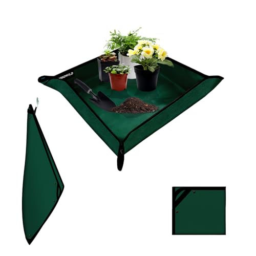 39.5"x39.5" Plant Transplanting Mat - Thickened Waterproof Potting Mat, Succulent Gardening Mat, Portable Repotting Mat for Mess Control (PVC-Green) - color: Dark Green, size: 39.5" x 39.5" x 0.1"