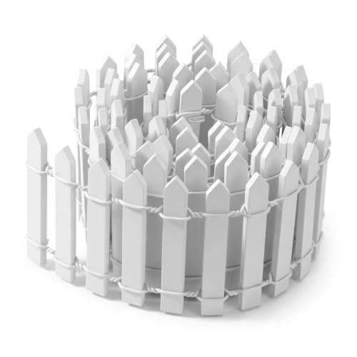 39 Inches Miniature Fairy Garden Fence Mini Wood White Picket Fence Decorations DIY Micro Landscape Ornament for Dollhouse Crafts Diorama Project Plant Pot House Home Outdoor