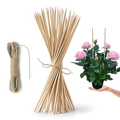 HOPELF 50 Pack 16" Bamboo Plant Stakes for Wood Garden Sticks，Wooden Indoor Gardening Floral Potted Plant Support，Crafts, More Size Choices 8"/12"/16" - color: bamboo, size: 16 inch