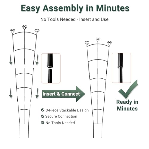 46.6" Tall Plant Trellis for Climbing Plants Indoor Outdoor, Durable Metal Trellis for Potted Plants, Adjustable Climbing Plant Support for Vines, Clematis, Morning Glories, Ivy, Black, 2 Pack