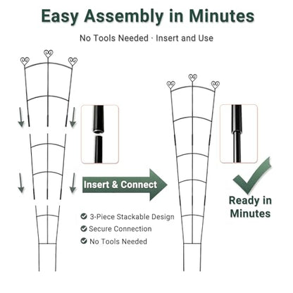 46.6" Tall Plant Trellis for Climbing Plants Indoor Outdoor, Durable Metal Trellis for Potted Plants, Adjustable Climbing Plant Support for Vines, Clematis, Morning Glories, Ivy, Black, 2 Pack