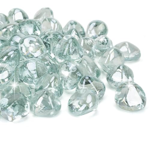 Mr. Fireglass 10 Pounds 1 Inch Diamond Fire Glass, High Luster Crystal Ice - color: Crystal Ice, size: 1 inch, 10 Pounds
