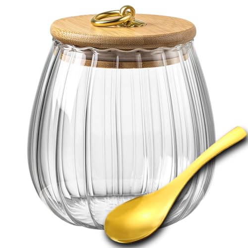 Viovian 34oz Glass Jars with Lids and Spoon Airtight Food Storage Canister - color: Oval 34oz/1000ml