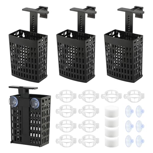 4 Pack Adjustable Aquarium Plant Holders, Hanging Hydroponic Baskets