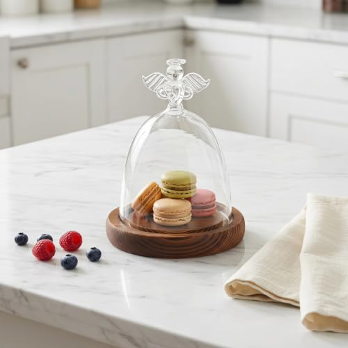 BESPORTBLE Angel Glass Cover Angel Preserved Flowers Flowers Wedding Decoration Glass Dome with Base Tabletop Display Case Cloche with Base Vase Wooden Dried s Snack