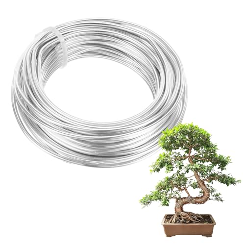 M METERXITY 1-Pack Bonsai Training Wire, 2.5mm x 33ft/10m Anodized Aluminum Bonsai Tree Wire for Gardening Branch/Fine Trunk/DIY Crafting [Silver Tone] - color: Silver Tone, size: 2.5mm
