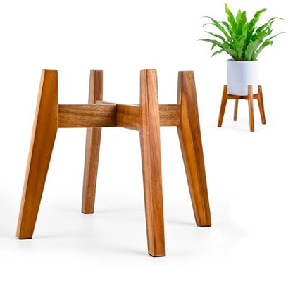 Wooden Plant Stand Indoor, Acacia Wood Mid Century Planter Stand, 9 Inch | Premium acacia wood plant stand holds up to 150 lb. Sturdy mid century design. Pot not included - color: 9" acacia wood