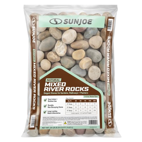 SJ-RK001-25 - Natural Mixed Decorative River Stones, 2-3 in, 25lb Bag - color: Natural Rocks, size: 25-LB Bag