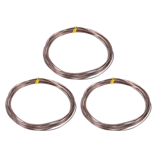 HARFINGTON 3 Roll Bonsai Wire 1mm Each Roll 16.4ft (5m) Anodized Aluminum Bonsai Wire for Gardening Tree Branch Fixing DIY Crafting, Brown - color: Brown, size: 1mm x 16.4 ft