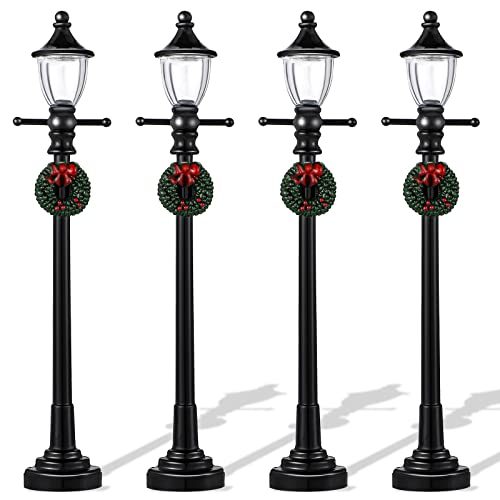Honoson 4 Pcs Christmas Village Mini Street Lamp Dollhouse,Novel - style: Novel Style