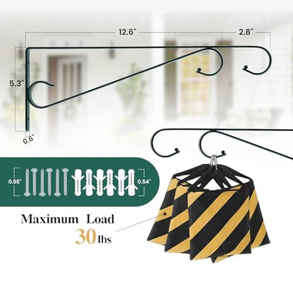 Plant Hangers Outdoor (2 Pack-15.4 Inch Blackish Green) Plant Hooks Heavy Duty Iron Plant Hanger Hook for Wall, Hanging Plant Bracket for Planters, Bird Feeders, Lanterns, Wind Chimes, Outdoor | Heavy Duty Iron Plant Hanger Hook for Wall, Hanging Plant Br