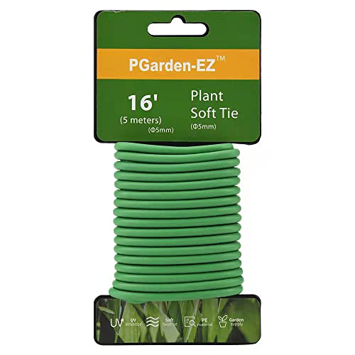 PGarden-EZ Green Soft Twist Tie Plant Tie Flexible TPR Garden Supply, for Tomatoes Roses Vines Organizing(16.4 feet/ 5 Meters)…, 16 feet - size: 16.4 feet/ 5 Meters