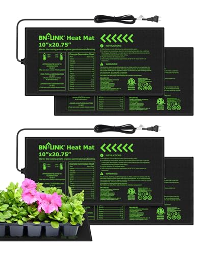 BN-LINK 10" x 20.75" Seedling Heat Mats for Seed Starting Plant Germination | 4 Pack Durable Waterproof Warming Mat Plant Heating Pad for Seed Starter, Indoor Growing, Hydroponic, Greenhouse, ETL Listed - size: 10x20.75 4 Pack