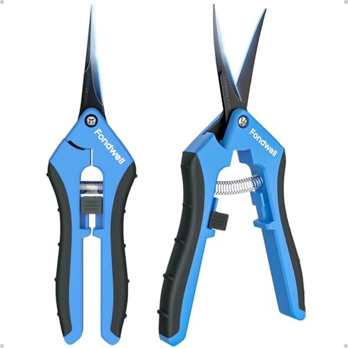 Fondwell 2-Pack 6.5" Precision Trimming Scissors Pruning Shears Garden Snip - color: Black (Straight & Curved Blades, 2-pack)
