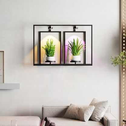 Shineled Metal Wall Planters, Wall Decor Plants with Light, Hanging Plant Shelves for Large Pots, Sturdy Wall Plant Holder for Living Room (1PK-2 Picture Frame) - size: 1PK-2 Picture Frame