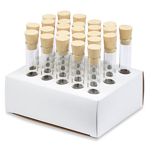 16x100mm Test Tubes with Cork Stoppers and Cardboard Rack, Borosilicate Glass, Round BTM, 10ml Vol, Karter Scientific 220F6 (Pack of 25) - size: 16X100MM, style: PACK OF 25
