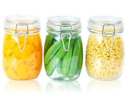 Glass Jar With Airtight Lid 24 OZ 3 Pack Airtight Food Storage Containers Leakproof Wide Mouth Canister For Coffee Beans, Sugar, Canning, Candy, Cereal, Pickle, Cookies, Dried Fruits - size: 24 OZ 3 Pack