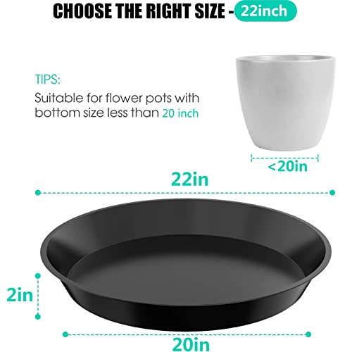 6 Pack Plant Saucer 12 14 16 18 20 22 Inch Plastic Plant Tray, Sturdy and Durable Flower Pot Container Accessories Plant Pot Saucers for Indoor and Outdoor (22 Inch, Black) - size: 22 Inch