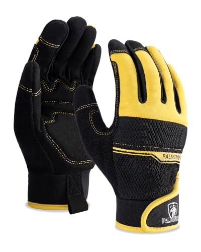 Work Gloves for Men Women, Touchscreen Utility Mechanic Gloves, Flexible Grip General Working Gardening Gloves - color: Yellow, size: Small