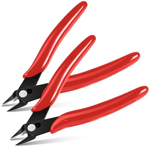 Ainiv Wire Cutters, 2PCS Spring-loaded Side Cutters Flush Cutters, Diagonal Cutters Precision Side Cutters, Diagonal Cutting Pliers in CRV Steel, Heavy Duty Cutting Pliers for Electrical, Homes - color: Red Wire Cutter-2pcs, size: 2pcs