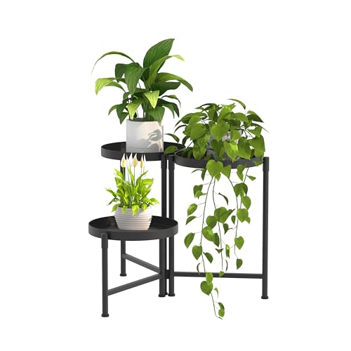 3 Tier Tall Metal Plant Stand, Duty Tiered Flower Shelf for Patio Garden - size: 3 Tier