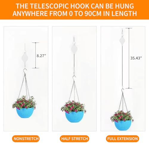 3Pcs Retractable Plant Hanger - Upgrade Plant Pulleys for Hanging Plants, Easy to Raise and Lower, Suitable for Garden Flower Pots, Hanging Planter, Bird Feeder (3Pcs-White) - color: 3pcs-white