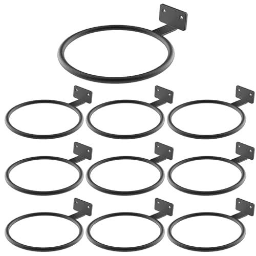 Wall Plant Holder Bulk 4in 10Pack Metal Ring Plant Hanger Black | Planter Pot Wall Mounted Bracket Heavy Duty for Outdoor Indoor - color: Black-10pack, size: 4in