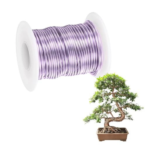 M METERXITY 1-Pack Bonsai Training Wire, 1.5mm x 49ft/15m Anodized Aluminum Bonsai Tree Wire for Fine Trunk/Gardening Branch/DIY Crafting [Light Purple] - color: Light Purple, size: 1.5mm x 49ft/15m