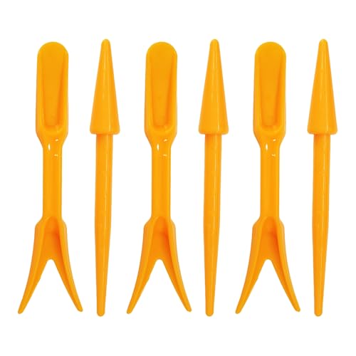 6PCS Mini Garden Hand Succulent Transplanting Tools Set, Plastic Seedling Dibber and Digging Tools for Indoor Gardening, Home Plant Care, Repotting, Lawn Maintenance(Yellow) - style: Yellow