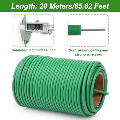 Shintop Plant Ties, 65.6ft 3.5mm Soft Garden Wire for Climbing Plants | Garden Ties, Flexible Plastic Coated Wire, Strong Wire Core, Easy to Bend and Wrap, For Plant Training and Garden Support - size: 65.6ft