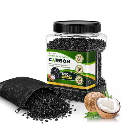 FZONE Activated Charcoal, Premium Natural Coconut Shell Activated Carbon for Freshwater and Saltwater, Aquarium Filter Media, Activated Charcoal Bulk (1.4lb with Fine Mesh Bag) - size: 1.4lb (22oz)