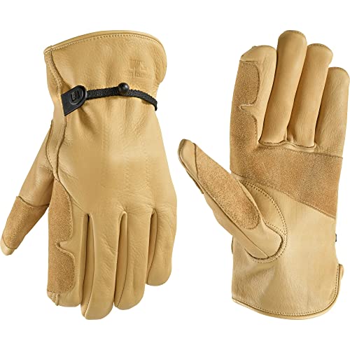 Wells Lamont Work Gloves Men and Women, Cowhide Leather Work Gloves, Adjustable Wrist - color: Timber, size: X-Large