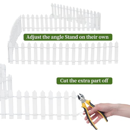 4PCS 35Inch White Picket Fence - Miniature Fairy Garden Decor, Plant Pots & DIY Crafts (Durable Wooden Decorative Fence) - size: 35in,4pcs,White