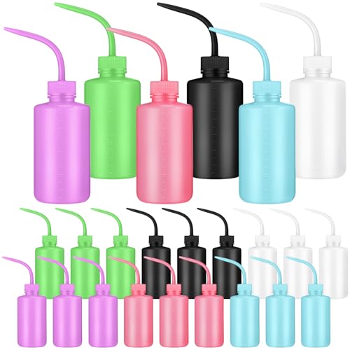 Dandat 24 Pcs Tattoo Squeeze Bottle, Lab Wash Bottle Colorful Plastic Safety Water Squirt Lash Rinse Cleaning Succulent Watering Irrigation Bottles for Indoor Plants (250 ml,Multicolor) - color: Pink, black, white, blue, purple, green, size: 250 ml