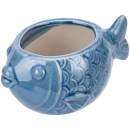 SUNNYCLUE Ceramic Succulent Pot Fish Ceramic Pot with Drainage Hole Ocean Series Summer Sea Hawaii Blue Flower Vase Bonsai Cactus Planters for Indoor Outdoor Plants Office Home Garden Decorations - style: Fish