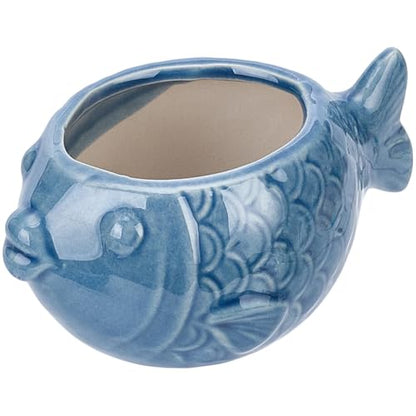 SUNNYCLUE Ceramic Succulent Pot Fish Ceramic Pot with Drainage Hole Ocean Series Summer Sea Hawaii Blue Flower Vase Bonsai Cactus Planters for Indoor Outdoor Plants Office Home Garden Decorations - style: Fish
