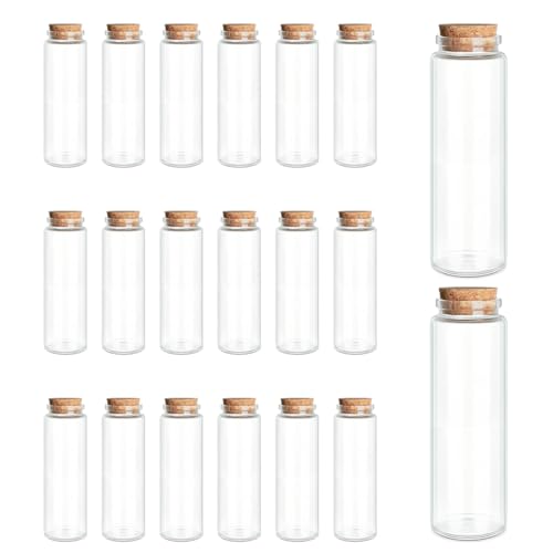 JIUYUE 20-Pack 3.04 oz (90ml) Small Glass Bottles with Cork Stoppers | Small Glass Jars for Spell Bottles, Potion Bottles, DIY Party Favors, Travel Memories & Plant Propagation - color: 20pcs