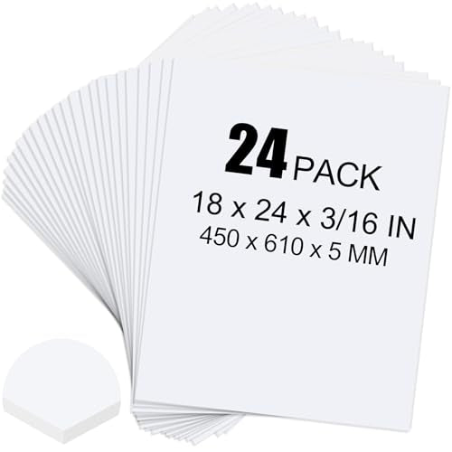 ToLanbbt 24 Pack White Foam Board, 18 x 24 x 3/16" Thick Foam Core Acid Free Poster Foamboard for Art Craft Projects, Painting, Displaying, Signage, Wedding, School - color: White, size: 18x24"-24P