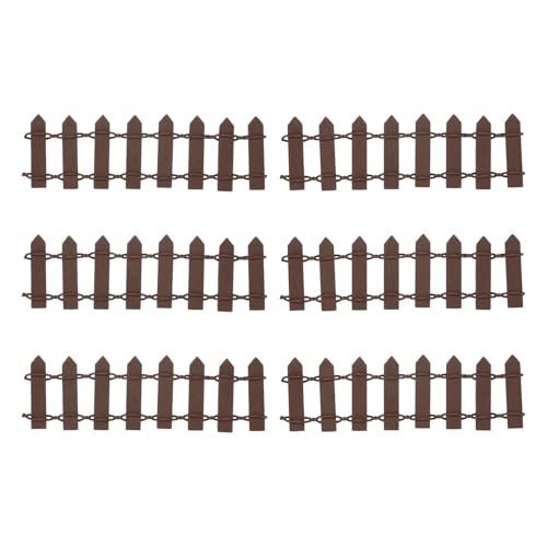 M METERXITY 6-Pack Miniature Terrarium Fence, 3.74 Inch 9.5x3cm Wooden DIY Small Wood Decorative Picket Fence for Dollhouse/Crafts/Diorama Project, Micro Landscape Ornaments [Brown] - color: Brown