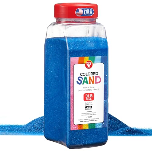 Hygloss Colored Sand for Crafts – 3 lb Bottle, Blue – Vibrant Colorful Fine Sensory Play Sand Art Kits for Kids – Classroom Activities for Children 3 4 5 6 7 8 9 10 11 12 – Safe for Ages 3+ - color: Blue, size: 3-Pound