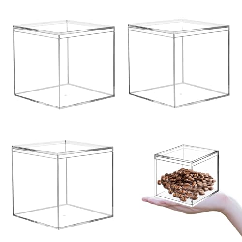 KissYou Acrylic Box Clear Box with Lid Acrylic Square Cube for Display Small Storage Box Birthday Graduation Party Decoration Candy Box - size: 2.95 x 2.95 x 2.95 Inch