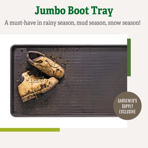 Gardener's Supply Company Jumbo Boot Tray | Multi-Purpose All Weather Waterproof Indoor and Outdoor Shoes Mat Made with Recycled Plastic | 43-1/4" L x 21-2/3" W x 2" D - size: 43.3" x 21.7" x 2" (1-Pack)