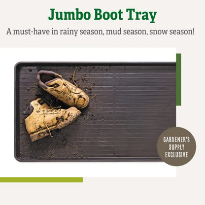 Gardener's Supply Company Jumbo Boot Tray | Multi-Purpose All Weather Waterproof Indoor and Outdoor Shoes Mat Made with Recycled Plastic | 43-1/4" L x 21-2/3" W x 2" D - size: 43.3" x 21.7" x 2" (1-Pack)